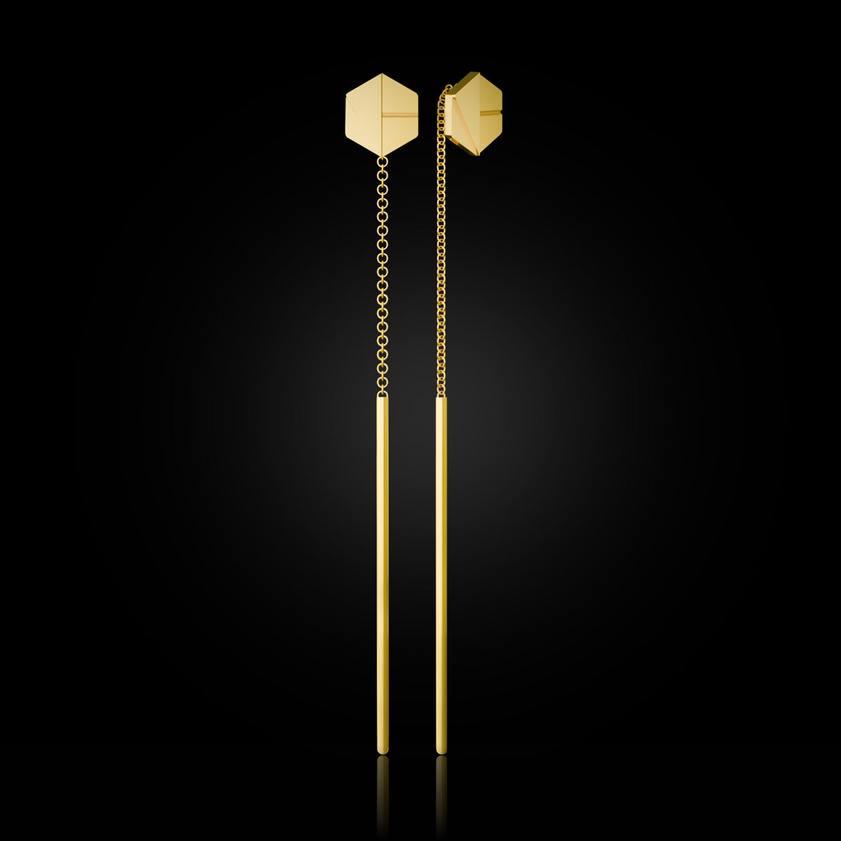 SEE YOU Threader Earrings in Bravura Yellow Gold. Transformational 18k statement earrings, handcrafted to order. Sustainable gold jewelry, ethical luxury, handcrafted artisan jewelry, fine jewelry, and high-end jewelry. A unique jewelry gift that showcases bold, timeless elegance.